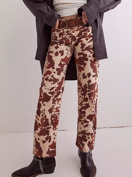Free People Pants - Free People 'We The Free' Risk Taker Printed Jeans